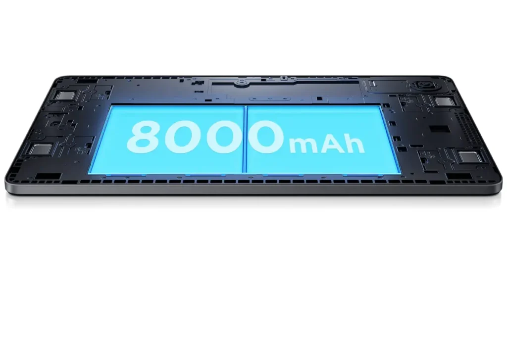 Redmi Pad SE é bom? Ficha técnica e Análise do Tablet Xiaomi 6 Bateria de 8000mAh do Redmi Pad SE em destaque na estrutura do tablet