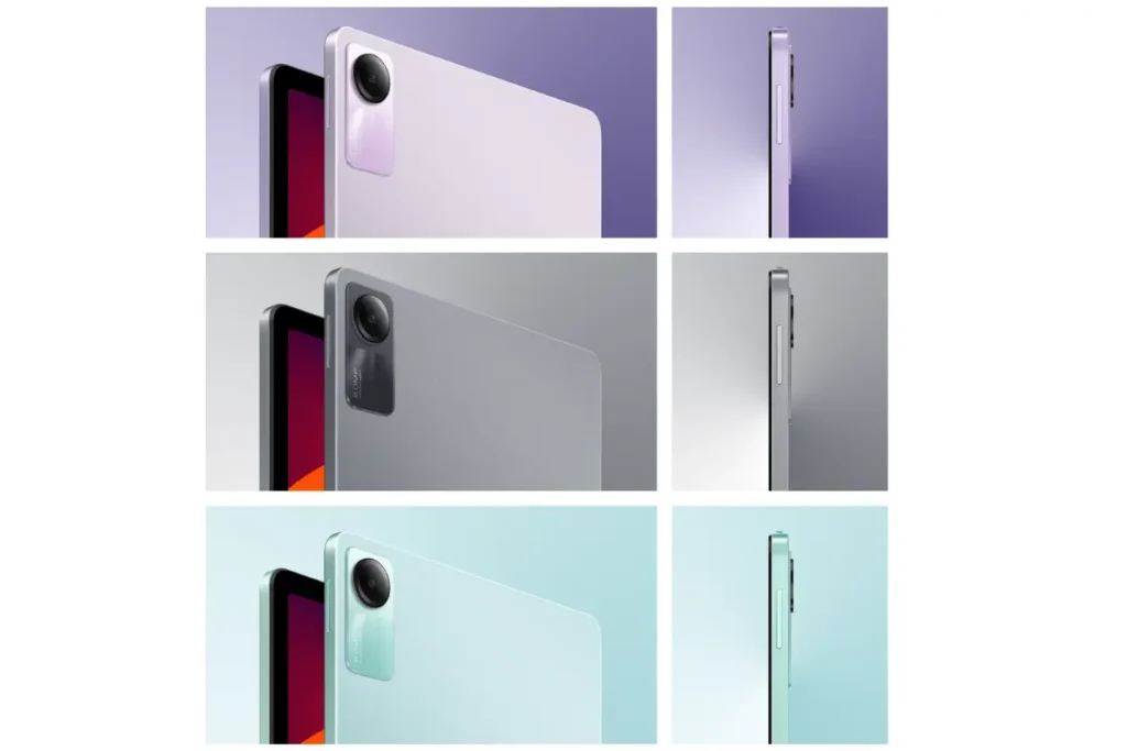 Redmi Pad SE é bom? Ficha técnica e Análise do Tablet Xiaomi 2 Detalhes do design e espessura do Redmi Pad SE em diferentes cores