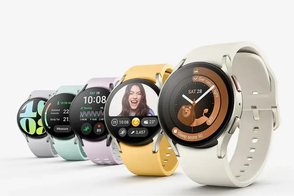 Top 10 Melhores Smartwatchs de 2025 18 Samsung Galaxy Watch 6 em várias cores com diferentes interfaces de monitoramento