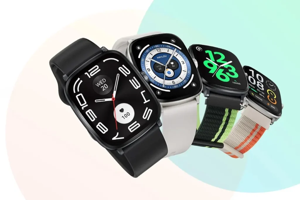 Top 10 Melhores Smartwatchs de 2025 28 Haylou RS5 com diferentes designs de mostrador e opções de personalização