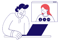 Home 24 Man talking to a woman on a video call