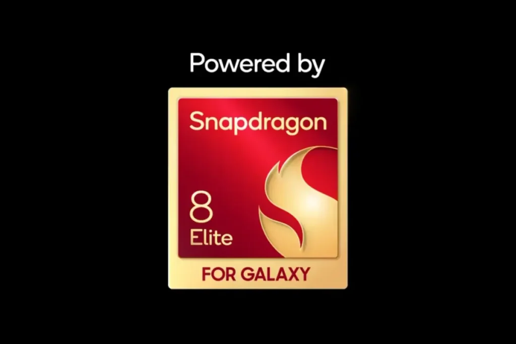 Samsung Galaxy S25 Ultra é bom? Análise Completa em 2025 4 Logo do processador Snapdragon 8 Elite for Galaxy em fundo preto