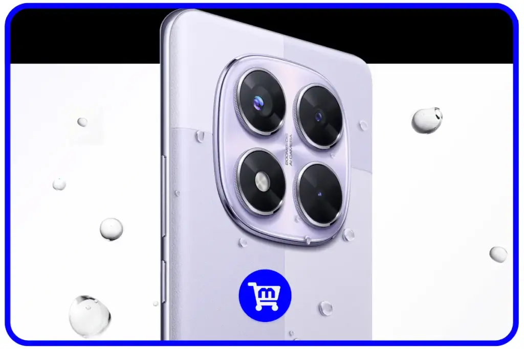Xiaomi Redmi Note 14 Pro é bom? Análise Ficha Tecnica em 2025 7 Redmi Note 14 Pro 5G na cor Roxo Lavanda com gotas d'água, demonstrando resistência IP68.