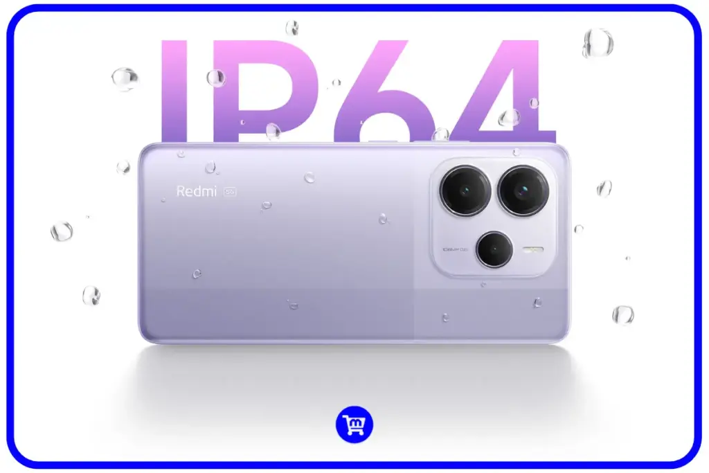 Redmi Note 14 5G é bom? Análise da Ficha Técnica em 2025 6 Resistência à água IP64 do Redmi Note 14 5G com gotas sobre o dispositivo
