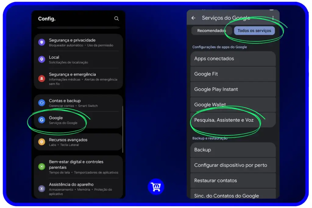 Como configurar Ok Google pelo método principal - Configurações Android para Google e Pesquisa Assistente Voz