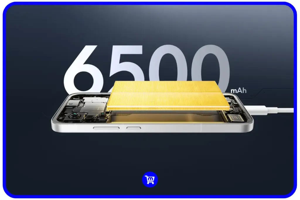 Poco F7 bateria 6500mAh smartphone desmontado mostrando bateria interna carregamento rápido