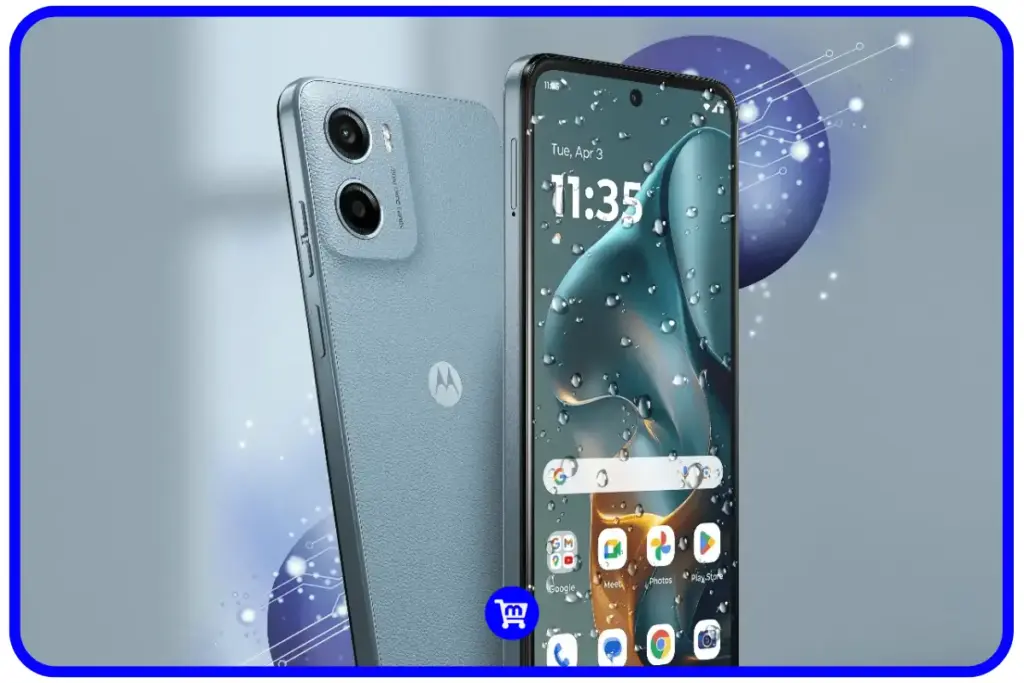 Moto G05 ou Galaxy A06? Qual Celular de 600 reais Comprar? 12 Moto G05 em cinza mostrando certificação IP54 com proteção contra água