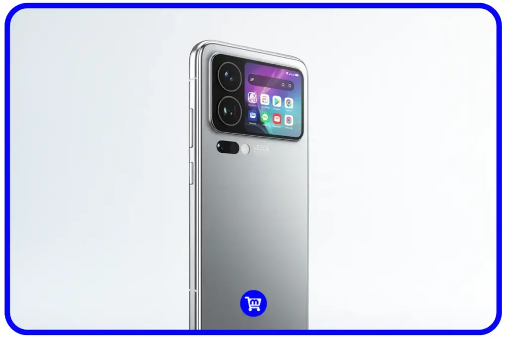 Ângulo lateral do Xiaomi 16 Pro Max destacando módulo de câmera Leica e tela secundária