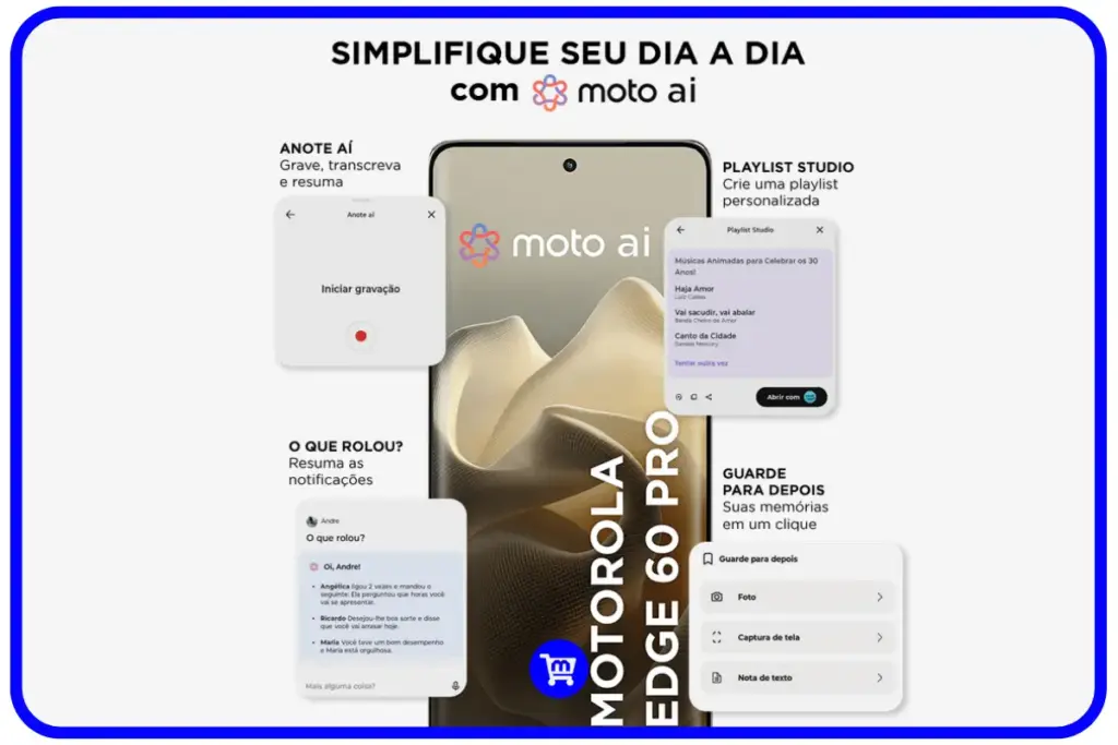 Moto AI recursos inteligência artificial Motorola Edge 60 Pro Anote Aí Playlist Studio O que rolou