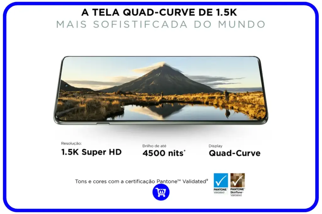 Tela Quad-Curve Motorola Edge 60 Pro 6,7 polegadas P-OLED 1.5K 4500 nits 120Hz Pantone Validated