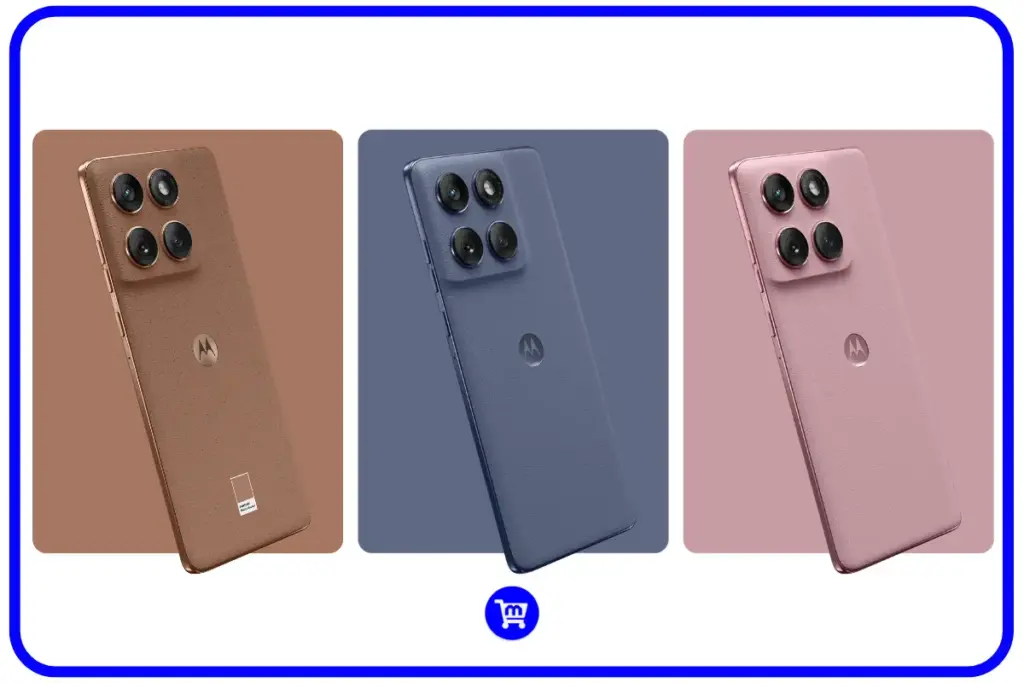 Motorola Edge 60 Fusion nas três cores disponíveis com acabamento em couro ecológico e certificação Pantone