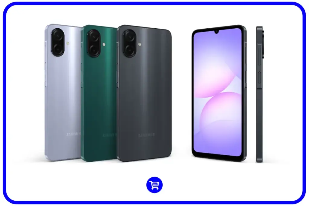 Samsung Galaxy A07 é bom? Análise Completa em 2025 3 Samsung Galaxy A07 4G nas cores Violeta, Verde e Preto mostrando design fino e elegante