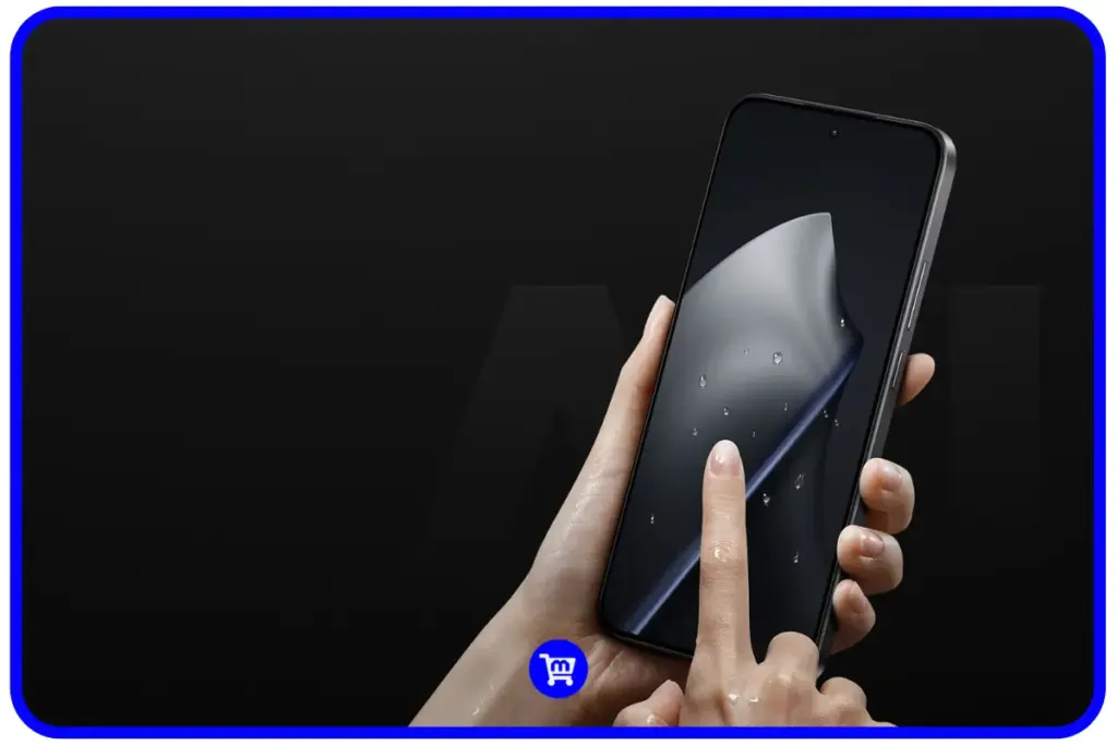 Xiaomi 15T VS Xiaomi 15T Pro: O que muda entre os novos Lançamentos da Xiaomi de 2025? 10 Xiaomi 15T em uso com tela exibindo recurso de toque molhado (Wet Touch), mostrando dedos molhados interagindo com a tela do smartphone.