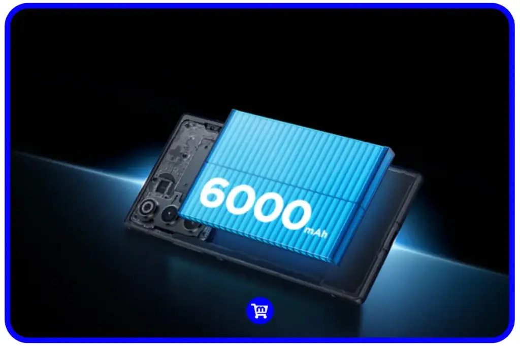 Bateria de 6000 mAh do RedMagic 10 Air com design interno em azul iluminado mostrando a capacidade