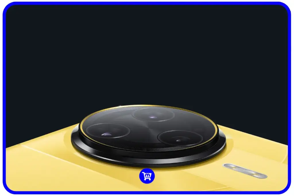 Módulo circular de câmeras triplas do Poco F7 Ultra na cor amarela