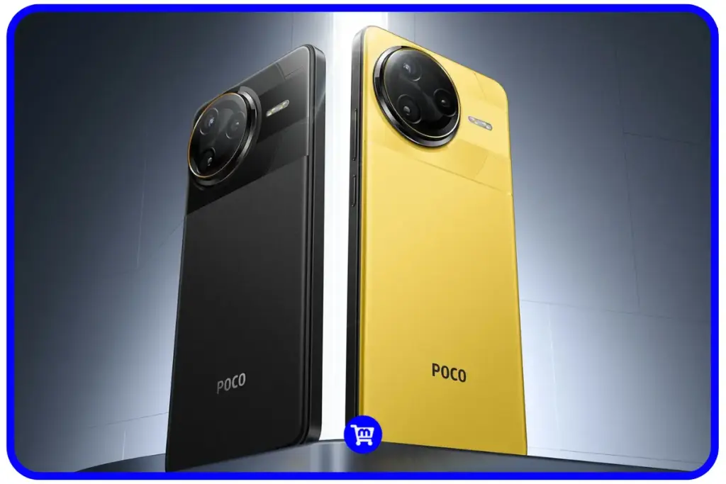 Os 7 Melhores Celulares para Jogos em 2025 13 Dois smartphones Poco F7 Ultra, um na cor preta e outro na cor amarela, vistos pela parte traseira mostrando o módulo de câmeras circular.