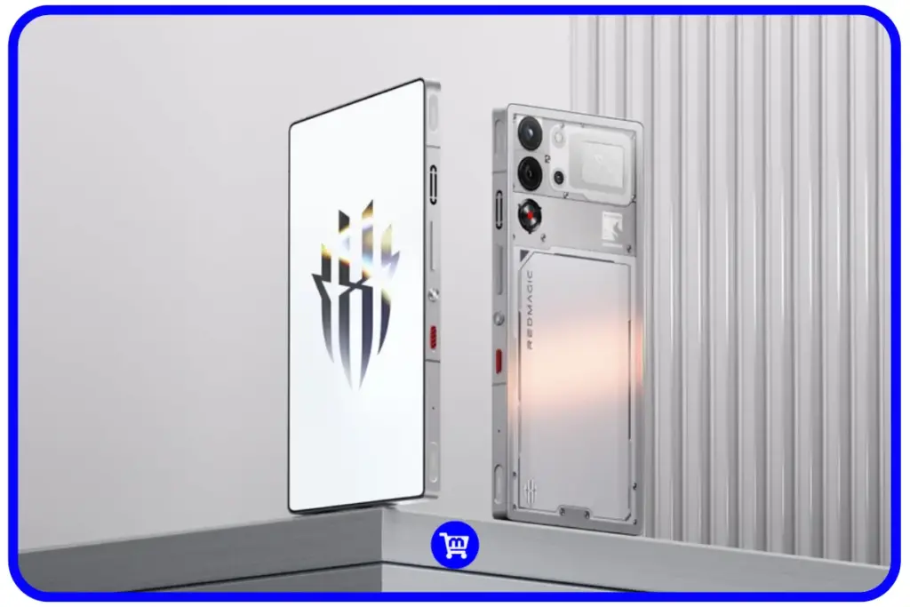 Os 7 Melhores Celulares para Jogos em 2025 11 Smartphone RedMagic 10S Pro na cor prata/transparente, mostrando a tela frontal com logo da marca e a parte traseira com design gamer e módulo de câmeras.