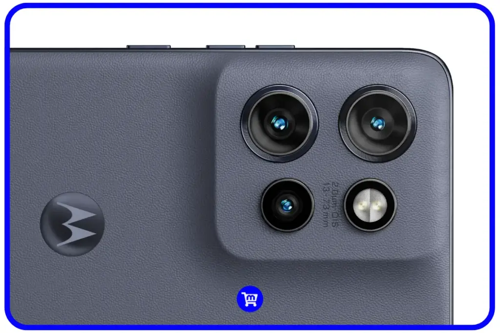Conjunto de câmeras triplas do Motorola Edge 60 Neo com sensor principal de 50MP, ultrawide de 13MP e teleobjetiva com zoom óptico 3x
