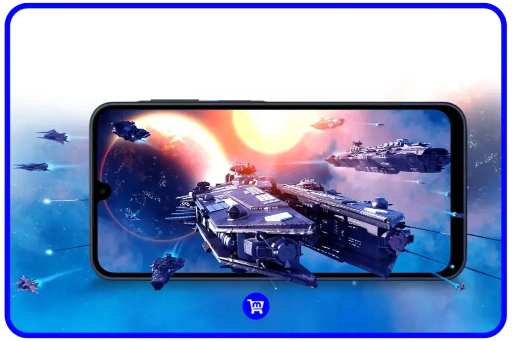 Galaxy A17 5G é bom? Confira se vale a pena comprar o Novo Lançamento da Samsung 6 Galaxy A17 5G exibindo jogo espacial na tela demonstrando desempenho do processador Exynos 1330 para games