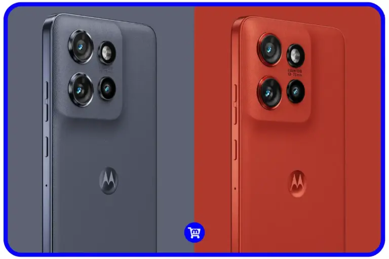 Edge 60 Neo é bom? Motorola Edge 60 Neo nas cores Grisaille cinza e Poinciana vermelho mostrando design completo frontal e traseiro