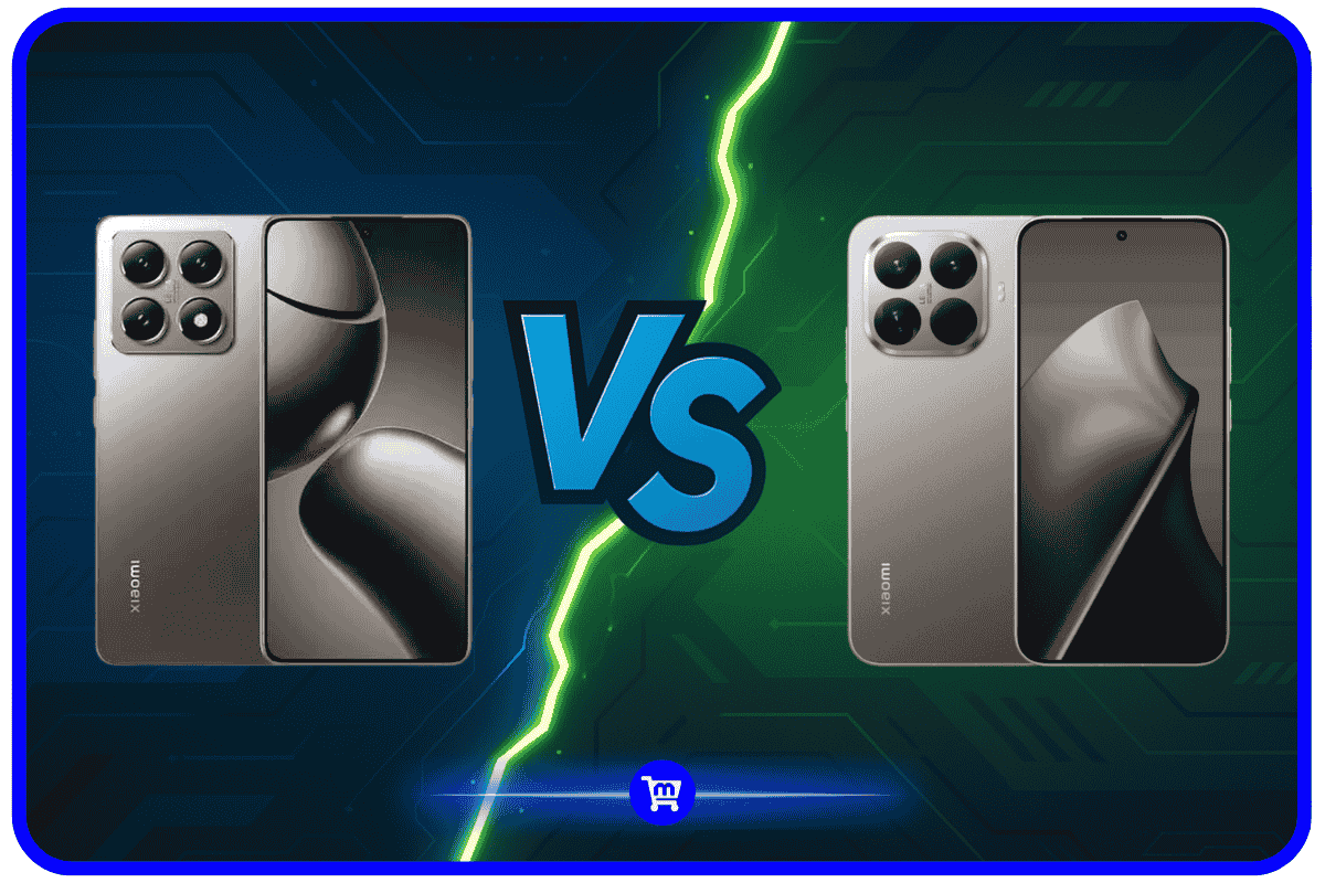 Xiaomi 14T Pro VS Xiaomi 15T comparativo mostrando os dois smartphones lado a lado com raio central divisório