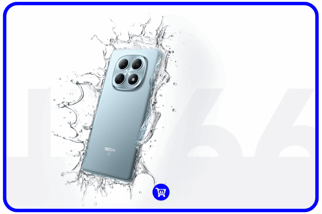 Redmi Note 15 5G em destaque com certificação IP66 e resistência a jatos d'água