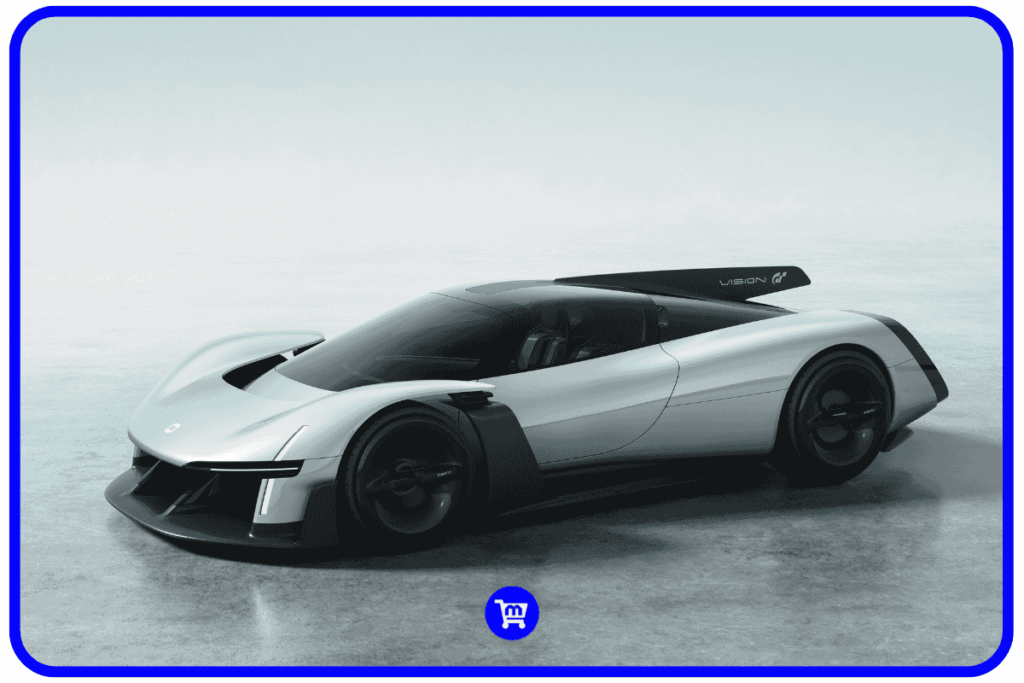 Xiaomi Vision Gran Turismo concept car em prata visto de frente e lateral, com design aerodinâmico extremo, cockpit bolha e rodas com cobertura integrada