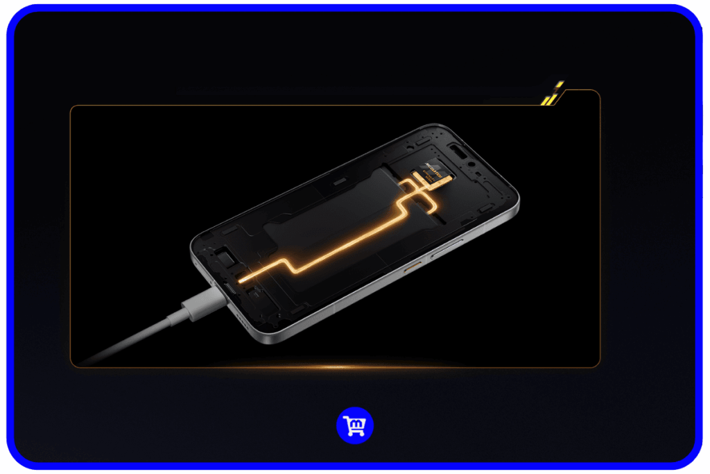 Interior do Poco X8 Pro Max destacando o sistema de carregamento HyperCharge de 100 W