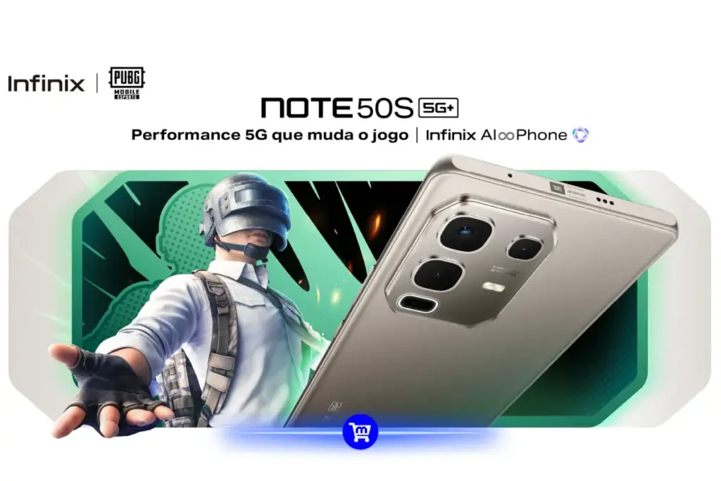 Infinix Note 50S 5G com design gamer e parceria com PUBG Mobile Esports