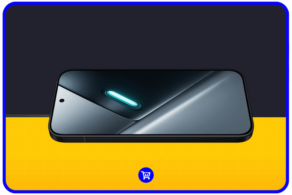 Poco X8 Pro deitado exibindo a tela AMOLED 1,5K com HyperIsland ativo