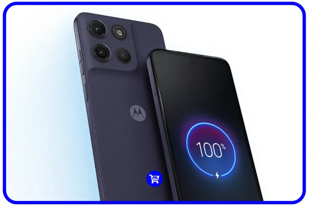 Moto G17 com tela exibindo bateria carregada a 100%