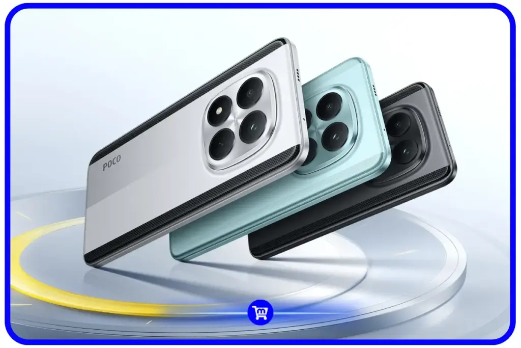Poco M8 Pro Vale a Pena em 2026? Análise Completa 2 Poco M8 Pro nas três cores disponíveis: preto, verde e prata, com traseira em fibra de vidro reforçada
