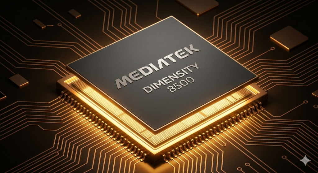Imagem do processador Dimensity 8500 aprimorada por Inteligência Artificial