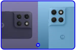 Moto G17 é bom? Aparelho nas cores roxo e azul claro com traseira em couro vegano