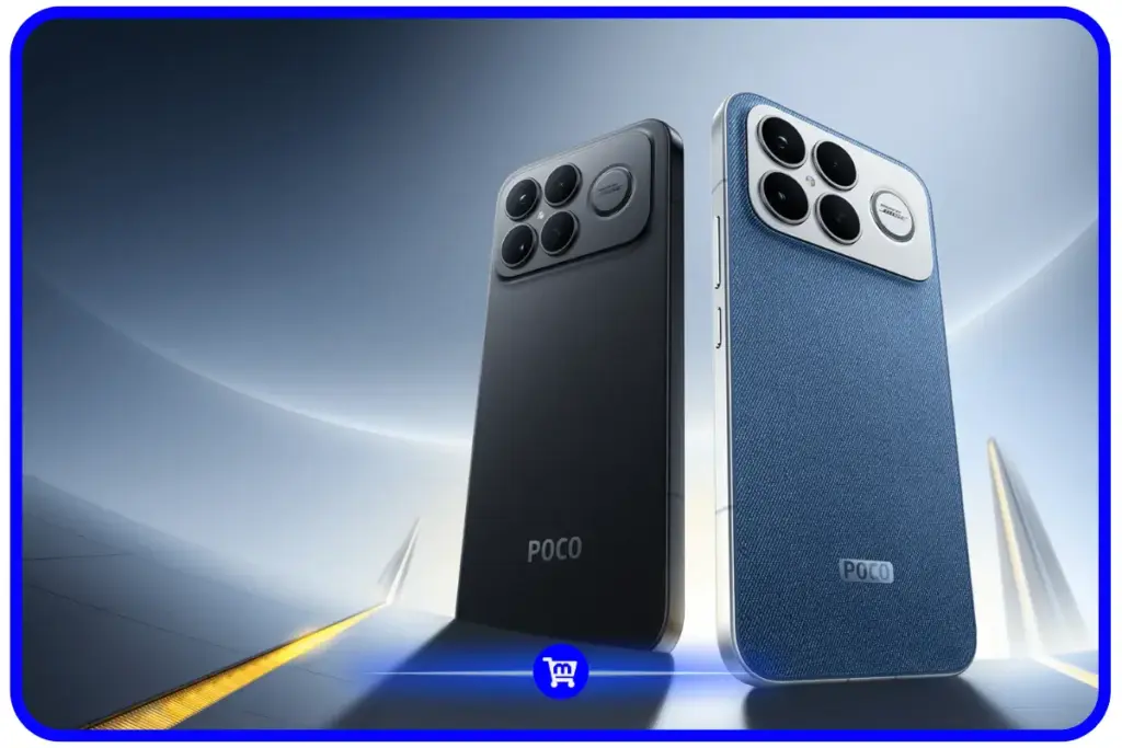 Poco F8 Ultra nas cores preto e azul denim visto por trás, destacando o módulo de câmeras com selo Bose