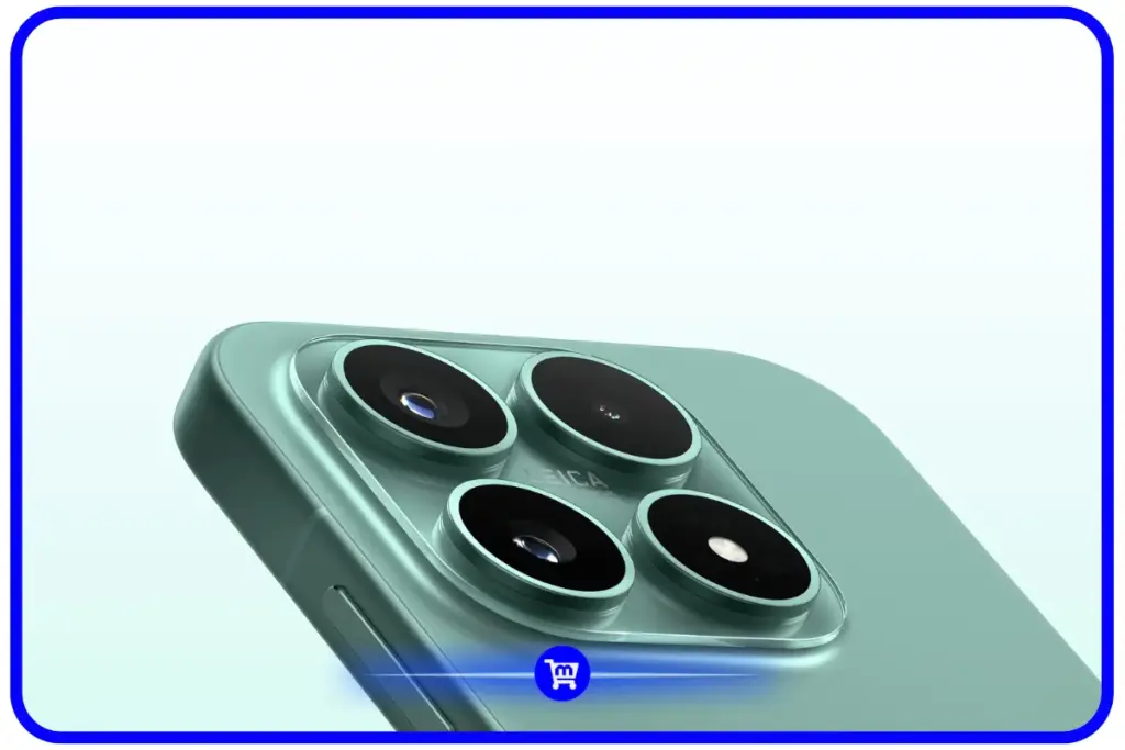 Módulo de câmeras Leica quad-50MP do Xiaomi 17 com quatro lentes em painel verde