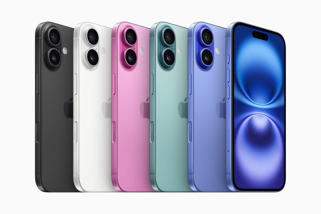 Autonomia no topo: os smartphones com as baterias mais duradouras à venda no Brasil 15 iPhone 16 Plus nas cores preto, branco, rosa, verde-acinzentado e ultramarino