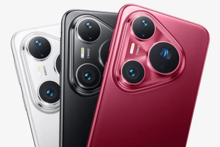 Huawei Pura 80 Pro vale a pena? Aparelho nas cores Esmaltado Branco, Preto e Vermelho com o módulo de câmeras à mostra