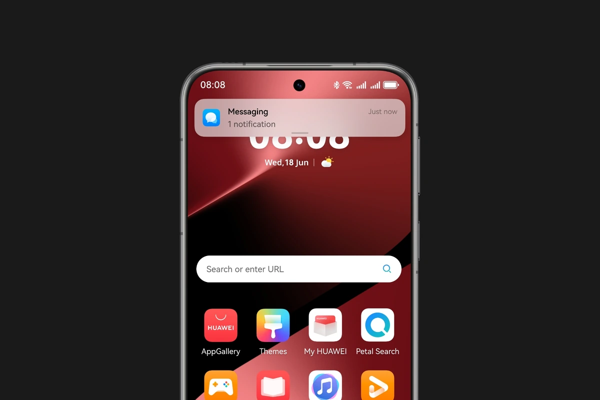 Huawei Pura 80 Pro Vale a Pena em 2026? Análise da Ficha Técnica 10 Tela inicial do Huawei Pura 80 Pro com AppGallery, Themes, My HUAWEI e Petal Search