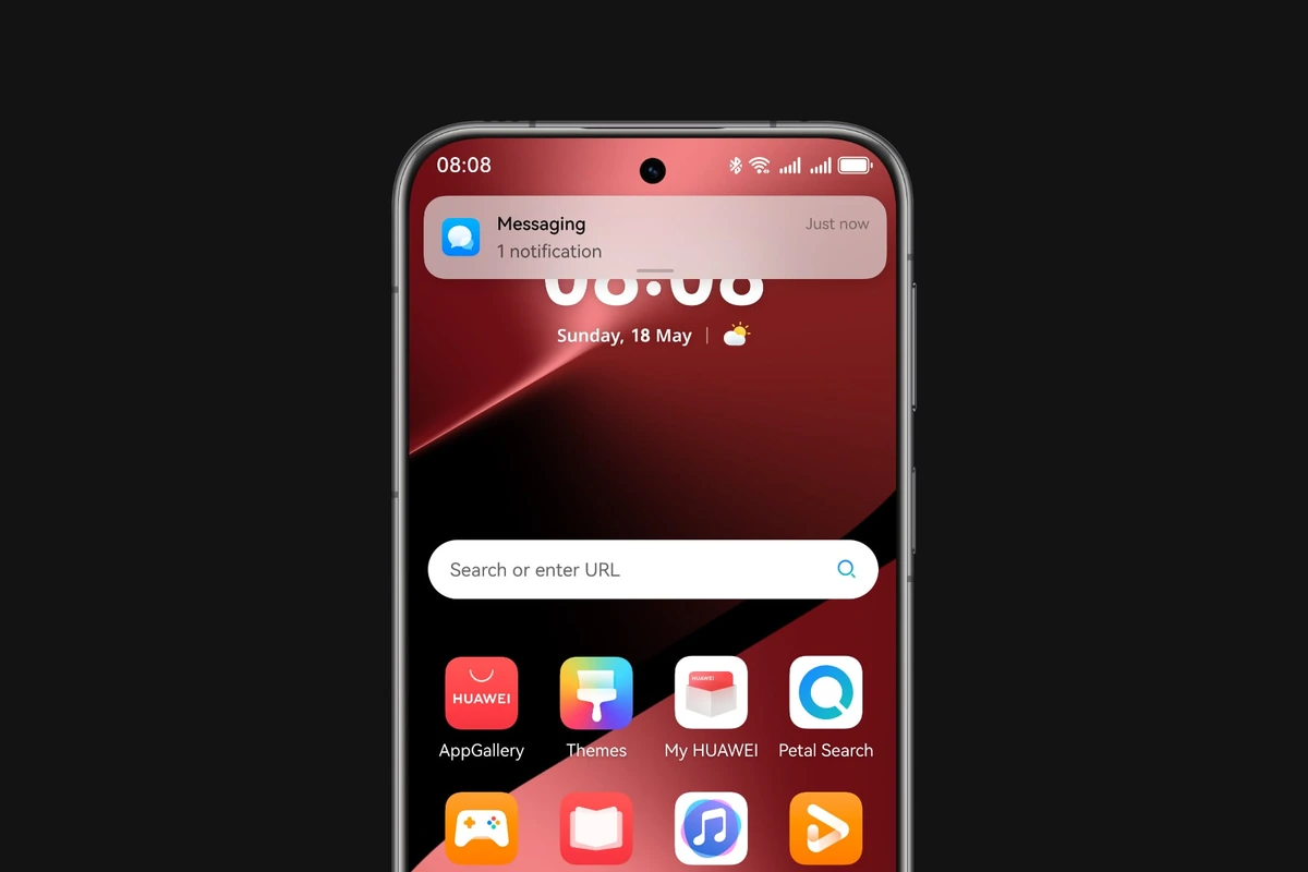 Huawei Pura 80 Ultra Vale a Pena em 2026? Análise do Líder do DXOMARK 10 Tela inicial do Huawei Pura 80 Ultra com AppGallery, Themes, My HUAWEI e Petal Search