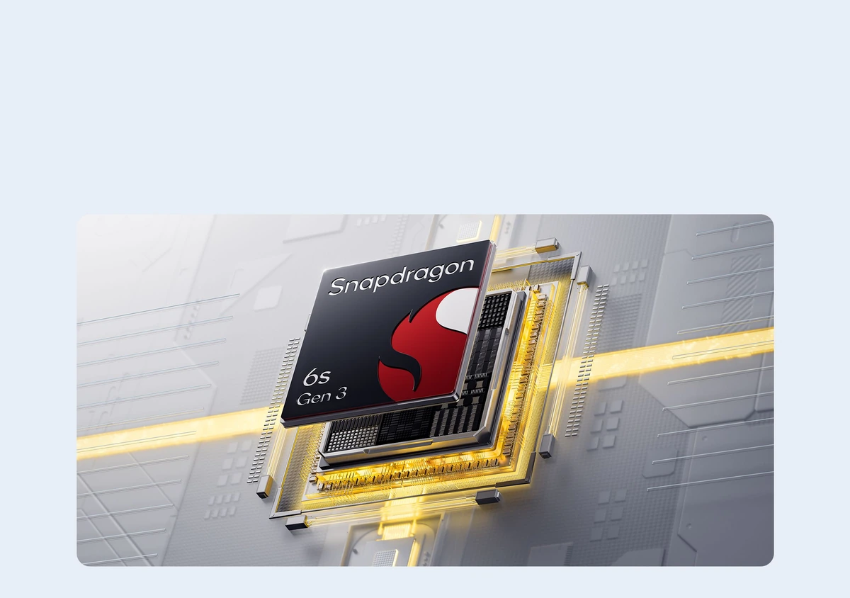 Processador Snapdragon 6s Gen 3 de 6 nanômetros, o chip que equipa o POCO M8s 5G