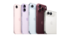 Quatro modelos de iPhone de costas em cores variadas (rosa, lavanda, azul e bordô), exibindo suas câmeras traseiras.