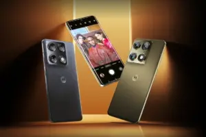 Motorola Signature vale a pena? Três unidades nas cores Martini Olive e Carbon sob luz dourada