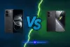 Redmi Note 17 Pro vs Poco X8 Pro: os dois aparelhos pretos lado a lado, separados por um raio, mostrando a traseira e a tela de cada um