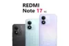 Redmi Note 17 4G vale a pena? Traseira do aparelho nas três cores da versão global, com a câmera de 50 MP no módulo