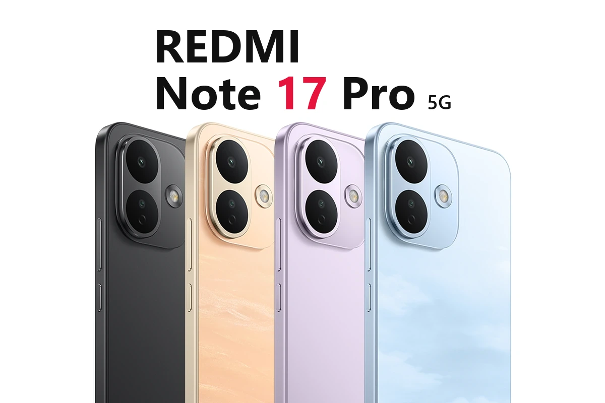 Redmi Note 17 Pro: traseira do aparelho em quatro cores, com o módulo de câmera de 50 MP